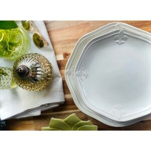 Better Homes & Garden | 4 pc. | 11” Dinner Embossed Fleur de Lis Plate Set